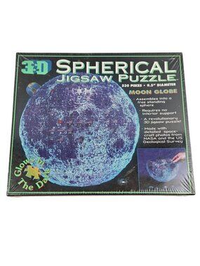 Moon Globe Jigsaw Puzzle 3D Spherical 530 Pieces 1997 Glows in Dark Sealed